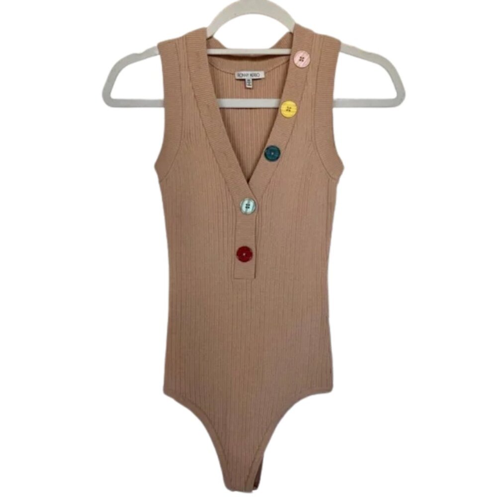 Ronny Kobo Romy Button-Detail Bodysuit Women's Size XS NWOT